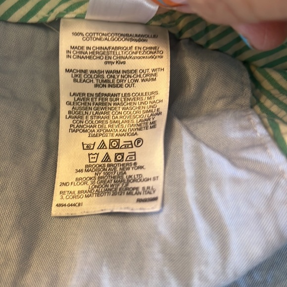 Brooks Brothers Seersucker 40 Waist Green & White With Fish Embroidered Shorts - Picture 7 of 10